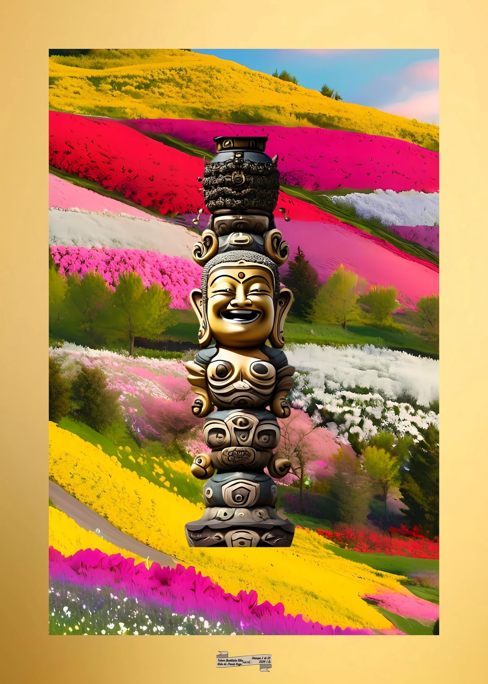 HA10 TOTEM BUDDISTA ALTO Artista FRAULI ENZO - protezione con patamu.com - info www.fraulienzo.it