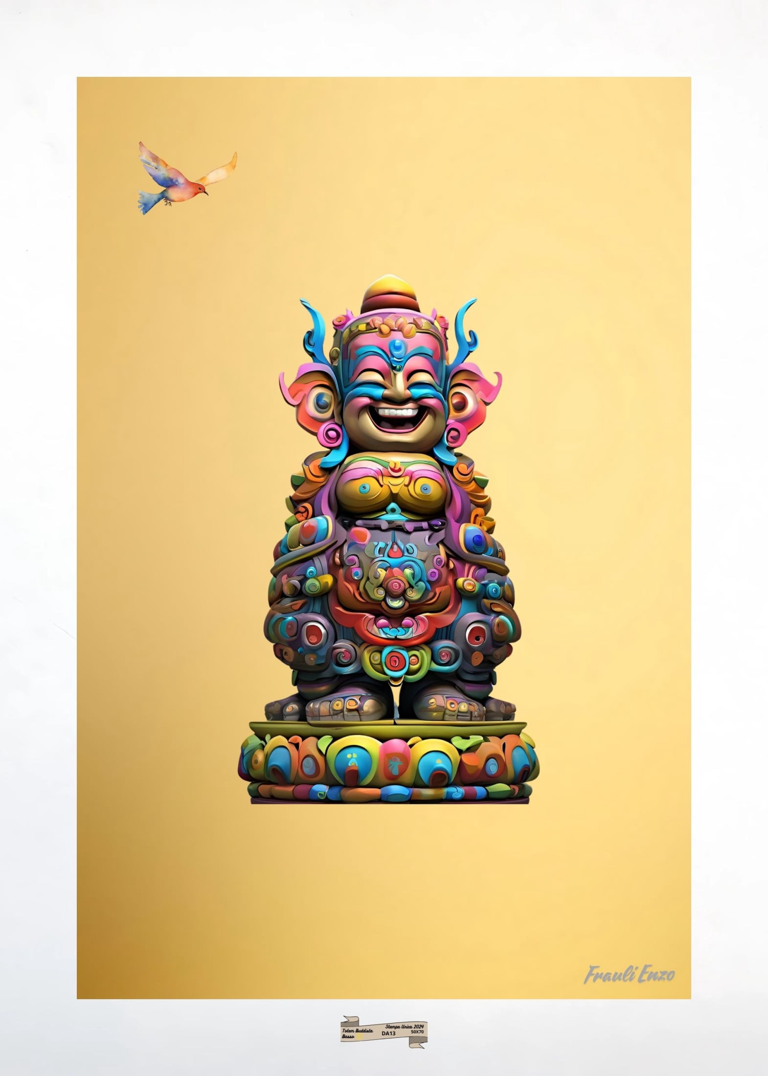 DA13 TOTEM BUDDISTA Artista FRAULI ENZO - protezione con patamu.com - info www.fraulienzo.it
