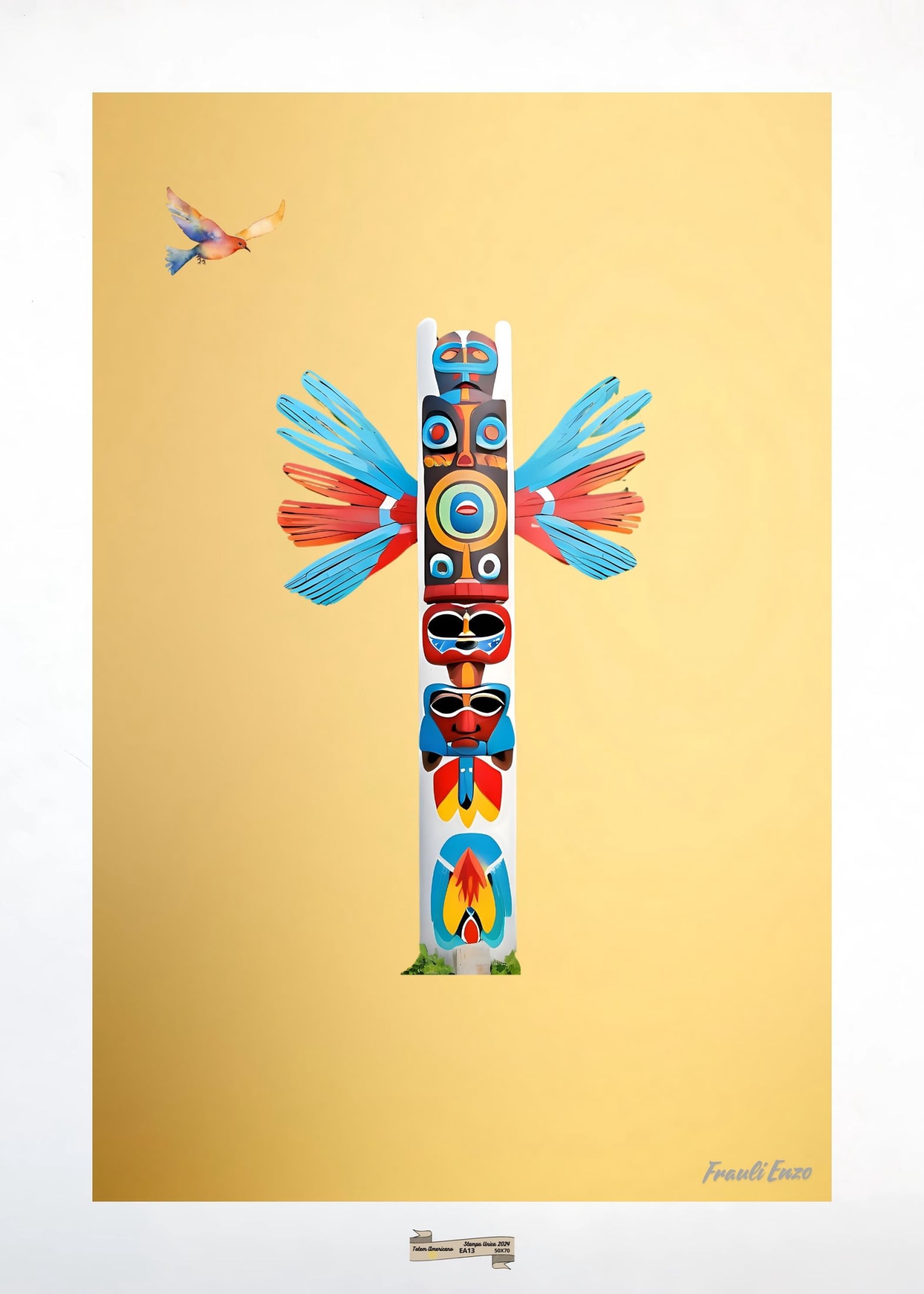 EA13 TOTEM AMERICANO Artista FRAULI ENZO - protezione con patamu.com - info www.fraulienzo.it