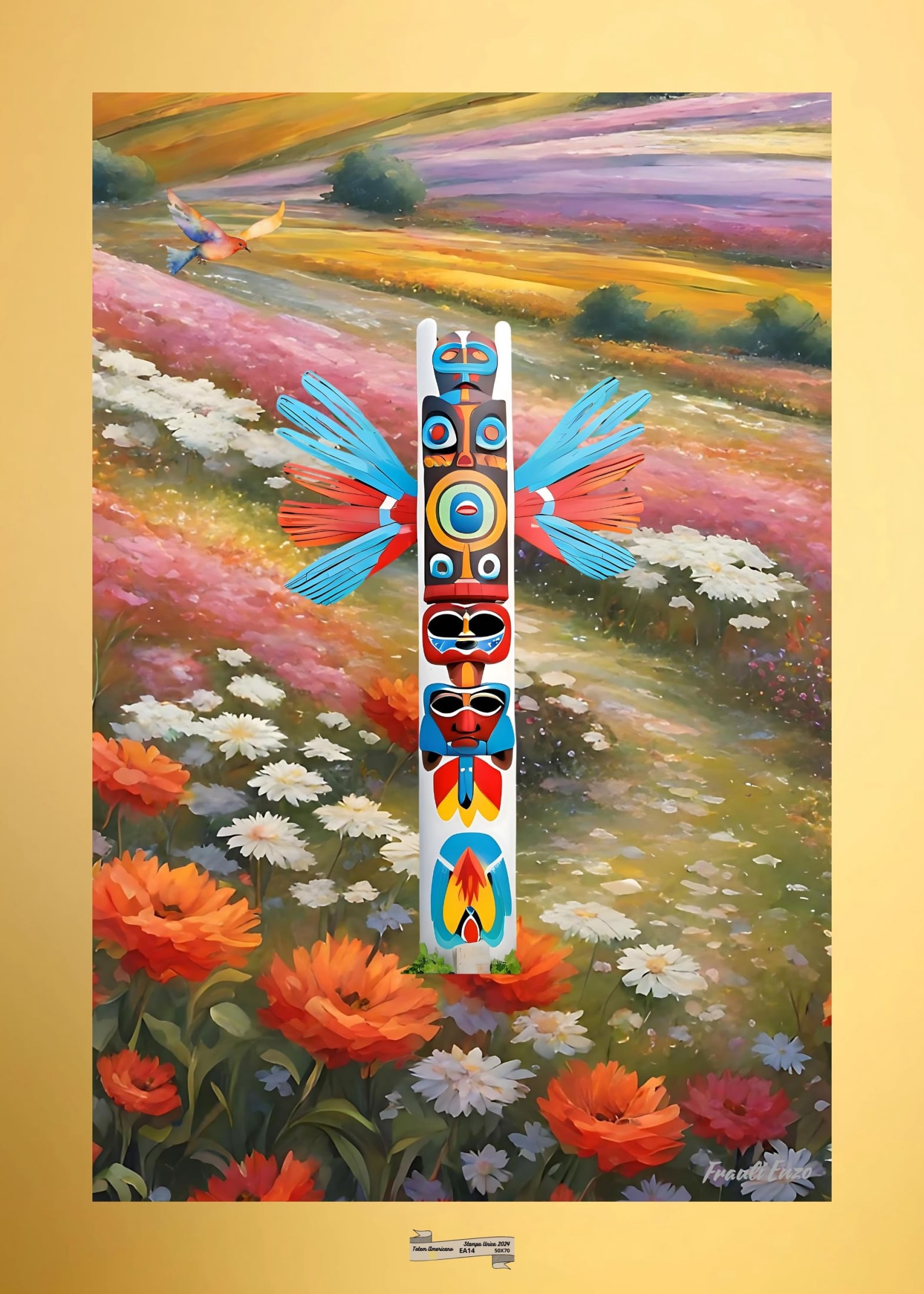 EA14 TOTEM AMERICANO Artista FRAULI ENZO - protezione con patamu.com - info www.fraulienzo.it