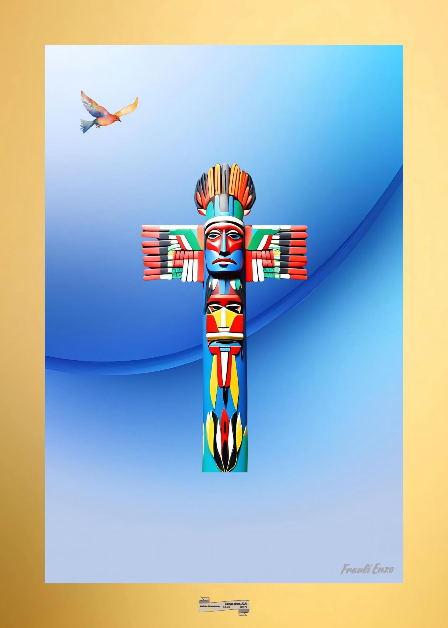 EA20 TOTEM AMERICANO Artista FRAULI ENZO - protezione con patamu.com - info www.fraulienzo.it