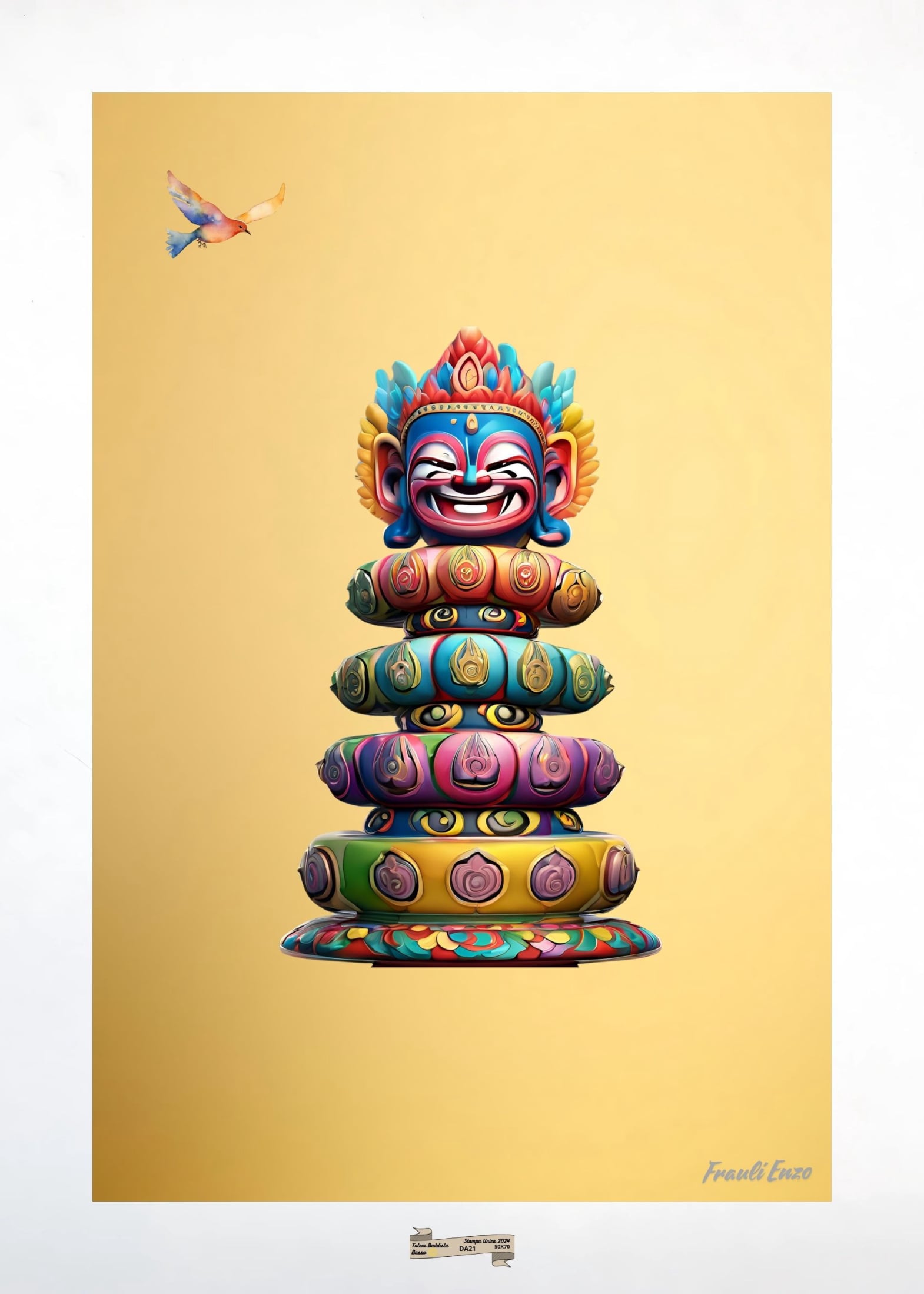 DA21 TOTEM BUDDISTA Artista FRAULI ENZO - protezione con patamu.com - info www.fraulienzo.it