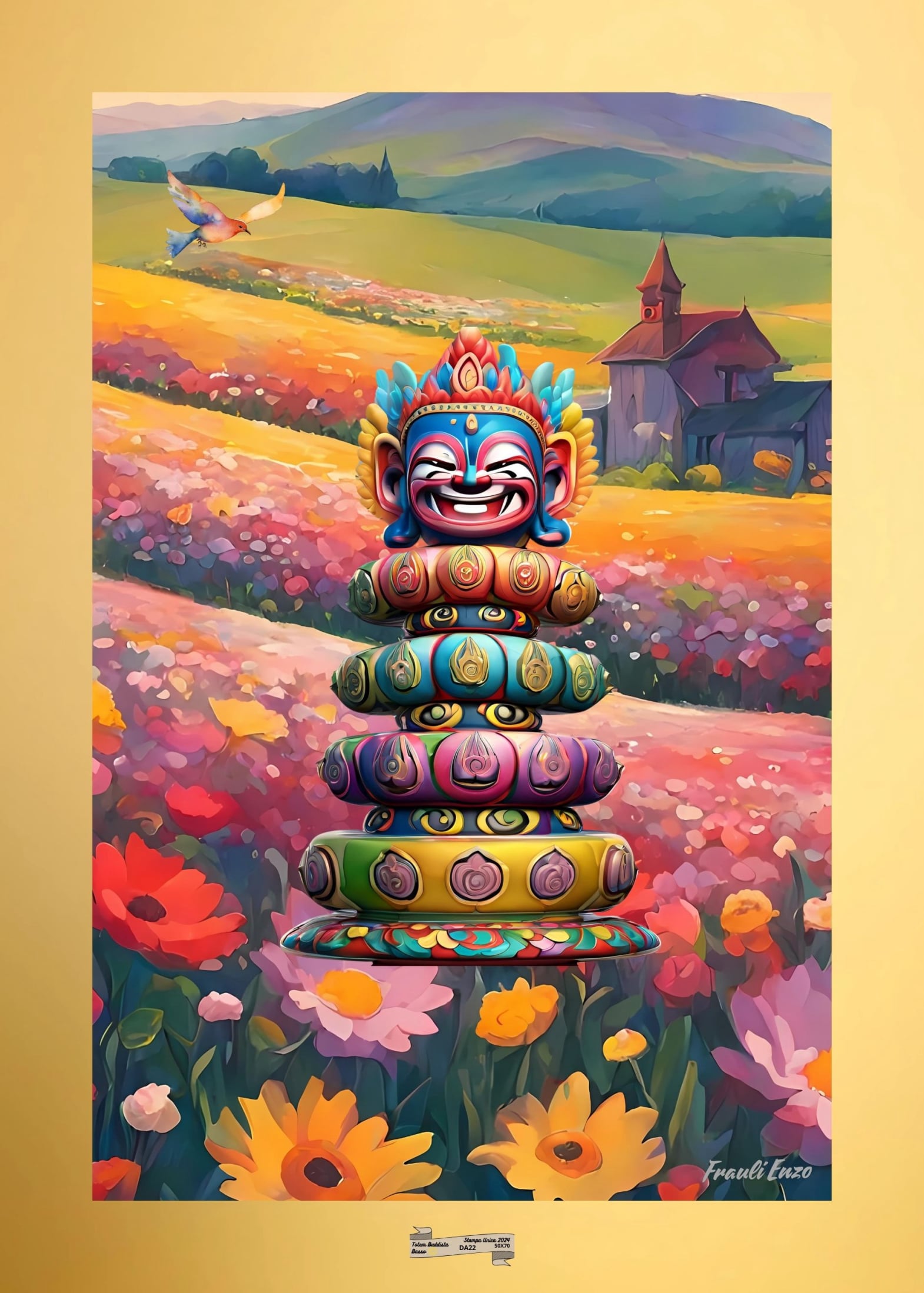 DA22 TOTEM BUDDISTA Artista FRAULI ENZO - protezione con patamu.com - info www.fraulienzo.it