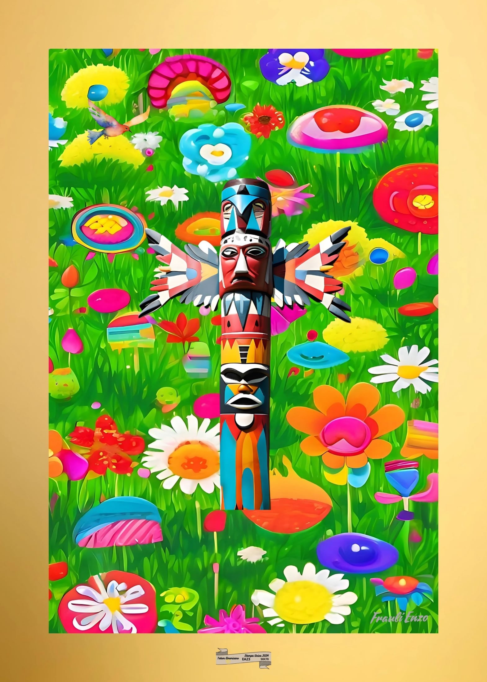 EA23 TOTEM AMERICANO Artista FRAULI ENZO - protezione con patamu.com - info www.fraulienzo.it