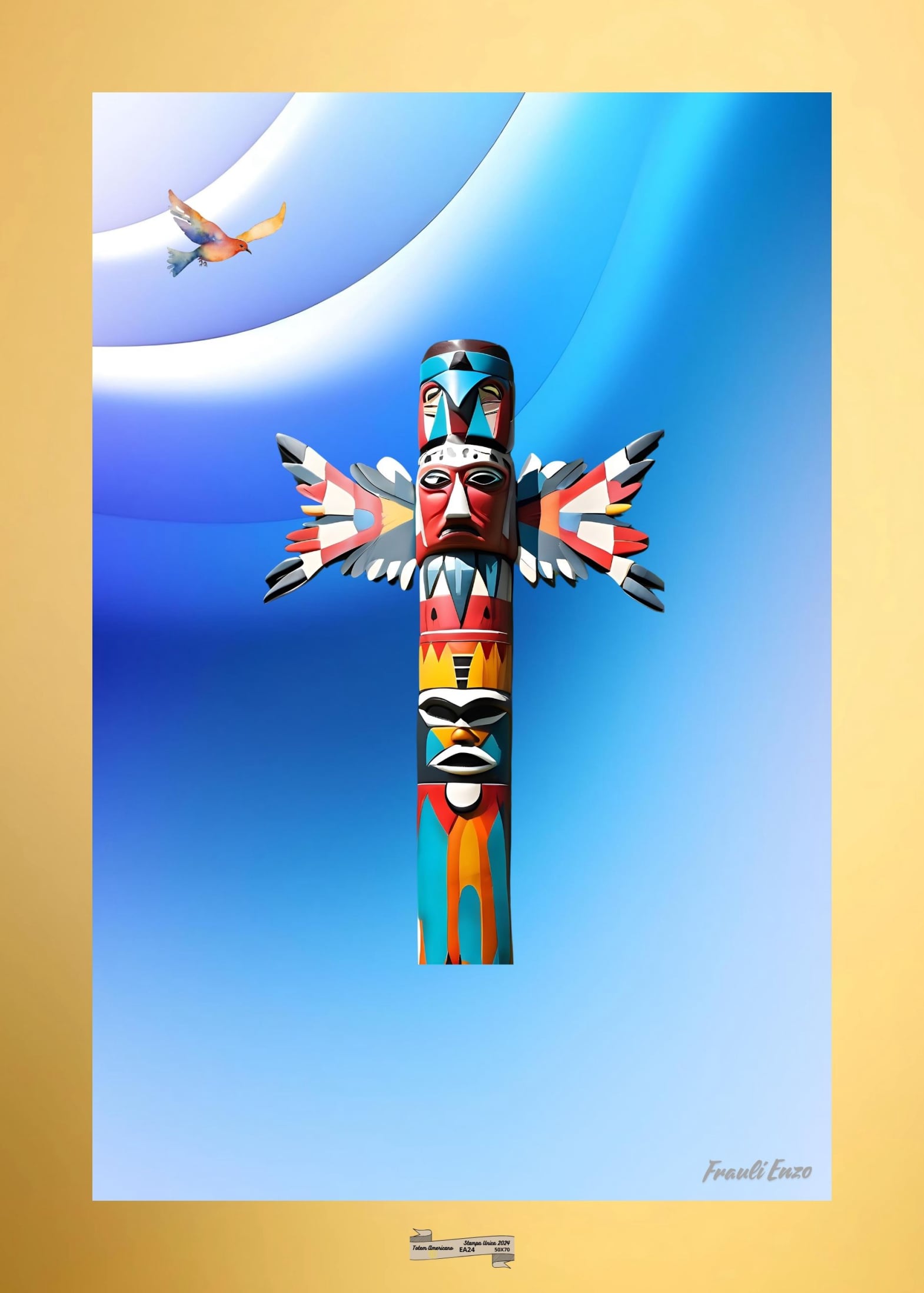 EA24 TOTEM AMERICANO Artista FRAULI ENZO - protezione con patamu.com - info www.fraulienzo.it