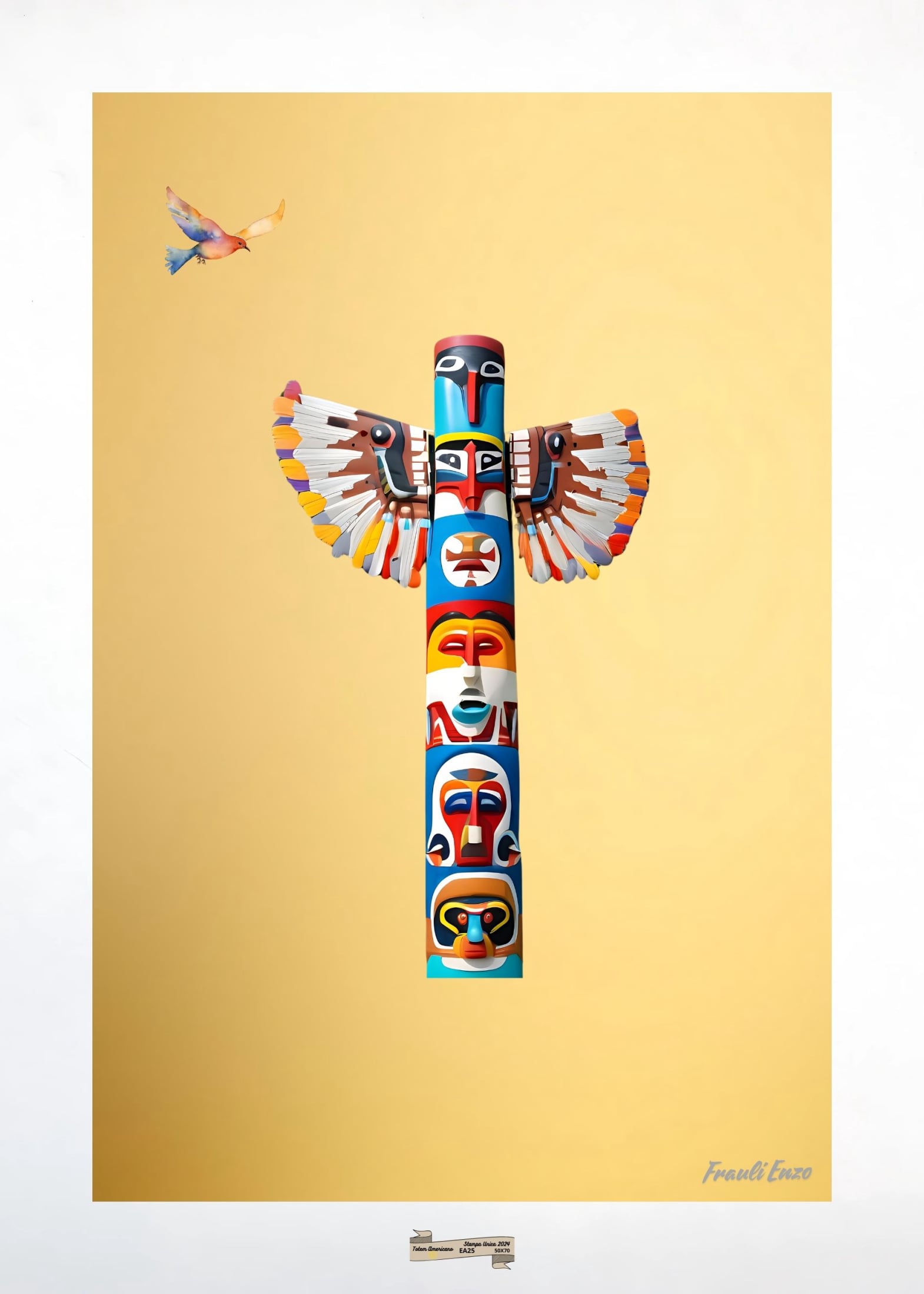 EA25 TOTEM AMERICANO Artista FRAULI ENZO - protezione con patamu.com - info www.fraulienzo.it