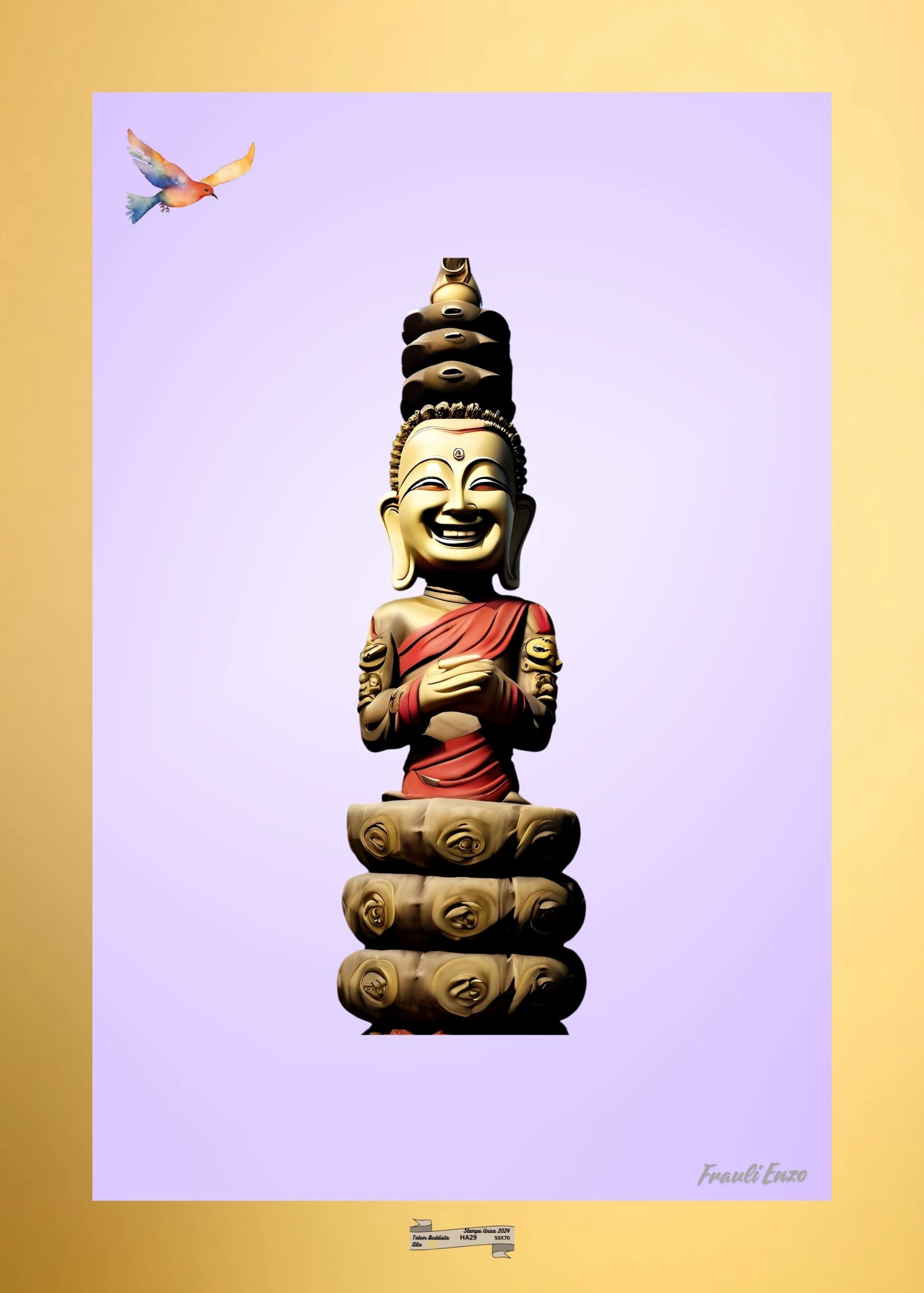HA29 TOTEM BUDDISTA ALTO Artista FRAULI ENZO - protezione con patamu.com - info www.fraulienzo.it