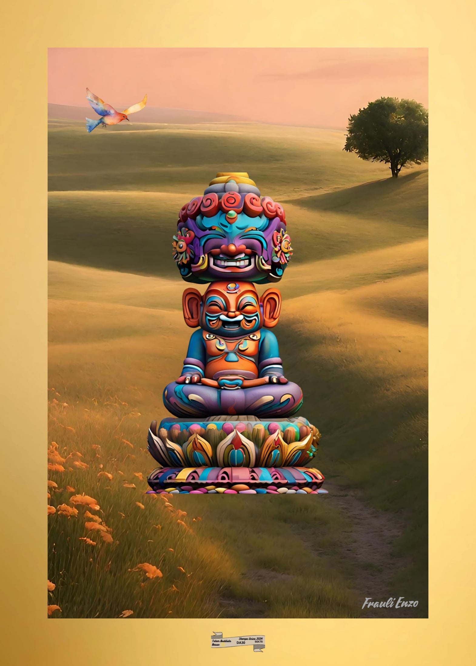 DA30 TOTEM BUDDISTA Artista FRAULI ENZO - protezione con patamu.com - info www.fraulienzo.it