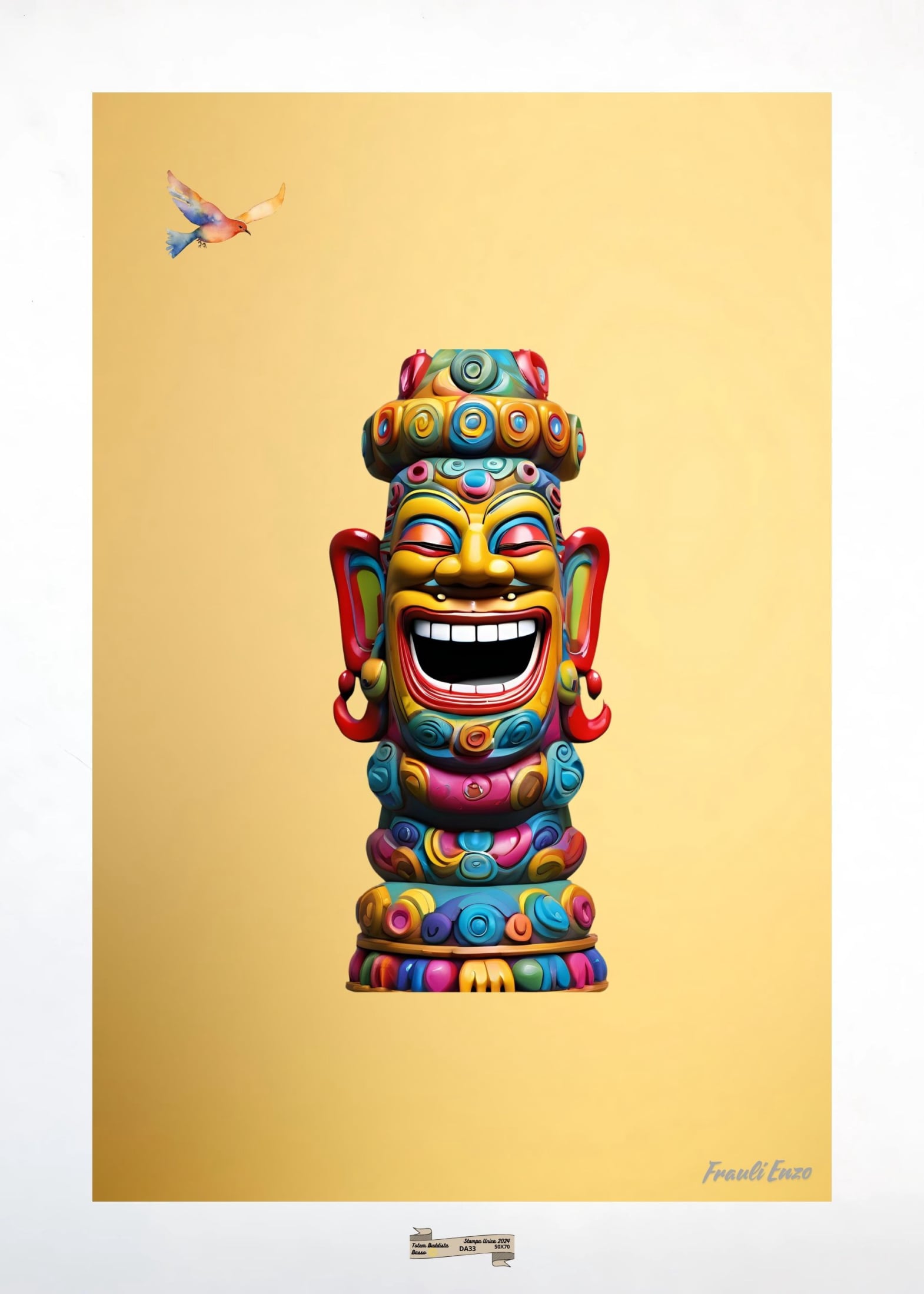 DA33 TOTEM BUDDISTA Artista FRAULI ENZO - protezione con patamu.com - info www.fraulienzo.it