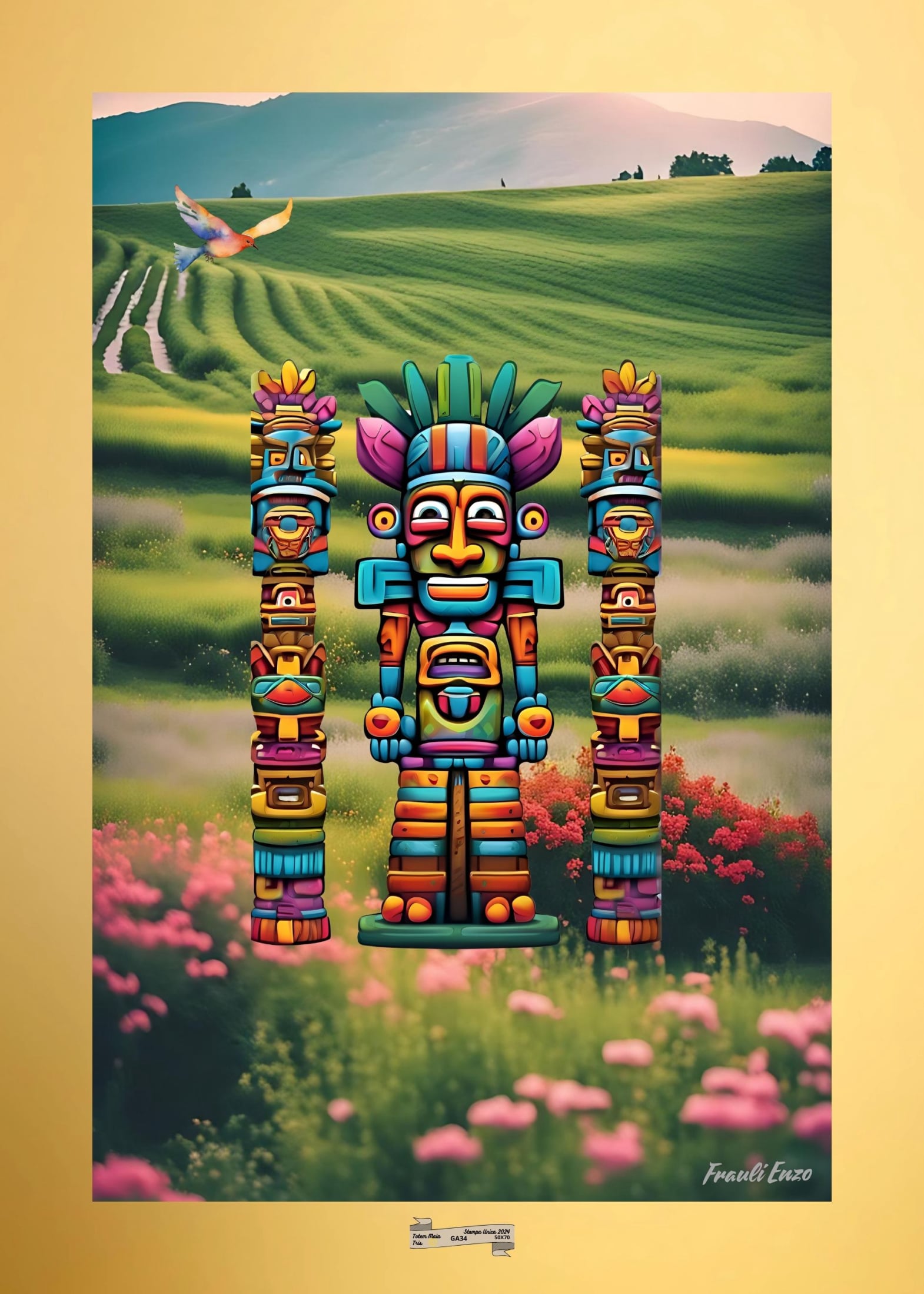 GA34 TOTEM MAIA TRIS Artista FRAULI ENZO - protezione con patamu.com - info www.fraulienzo.it