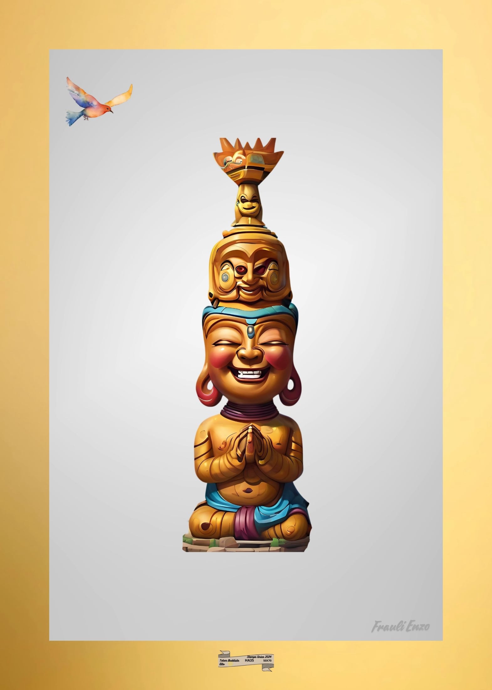 HA35 TOTEM BUDDISTA ALTO Artista FRAULI ENZO - protezione con patamu.com - info www.fraulienzo.it