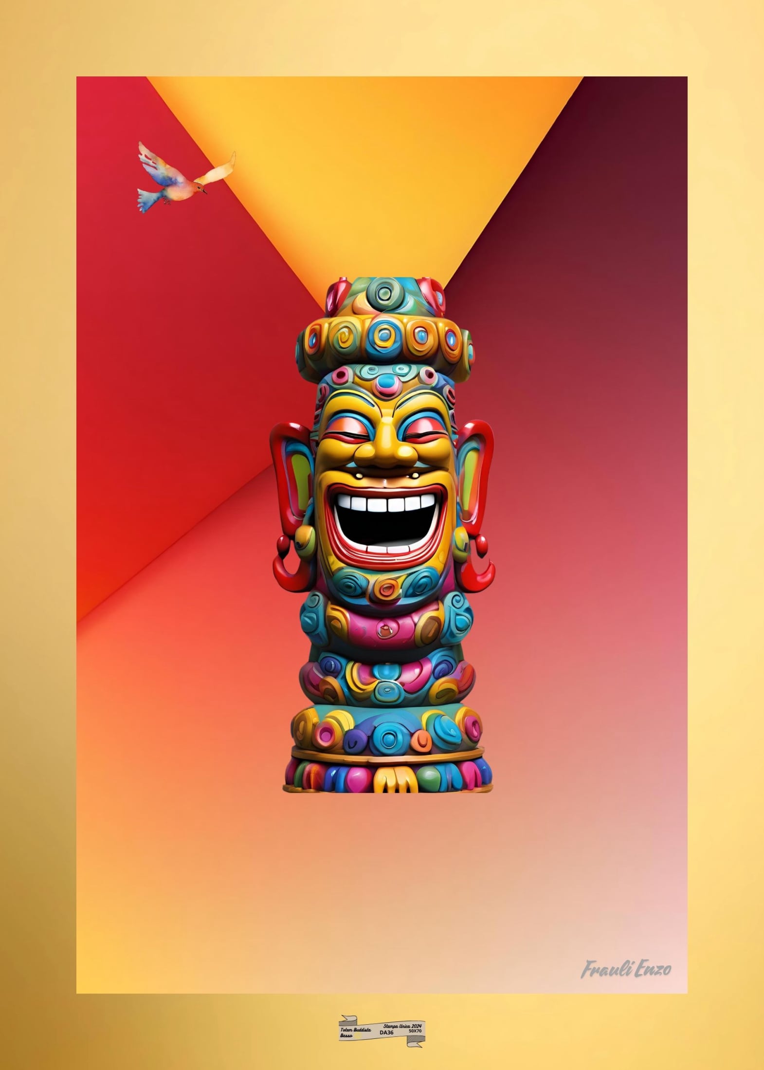 DA36 TOTEM BUDDISTA Artista FRAULI ENZO - protezione con patamu.com - info www.fraulienzo.it