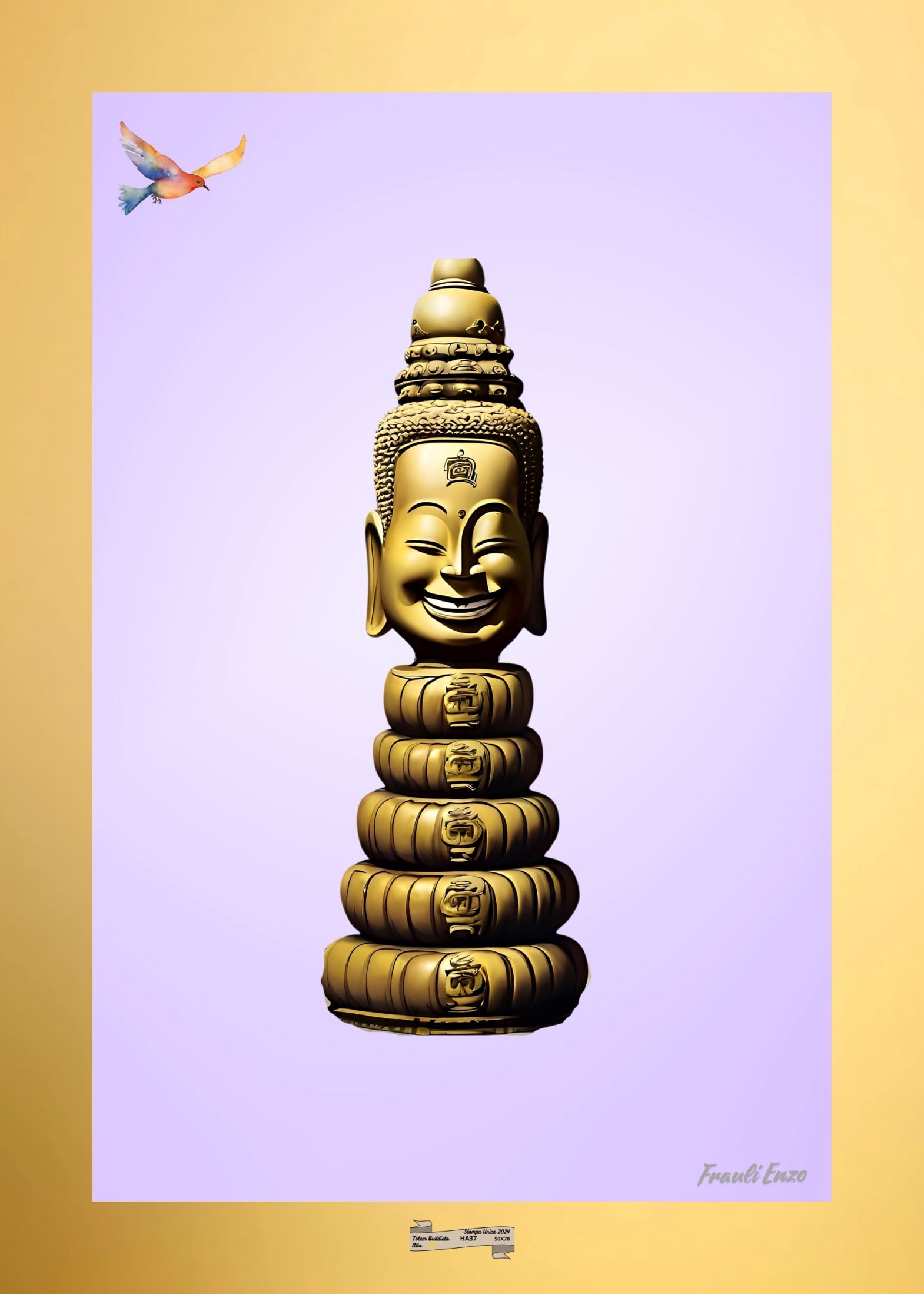 HA37 TOTEM BUDDISTA ALTO Artista FRAULI ENZO - protezione con patamu.com - info www.fraulienzo.it
