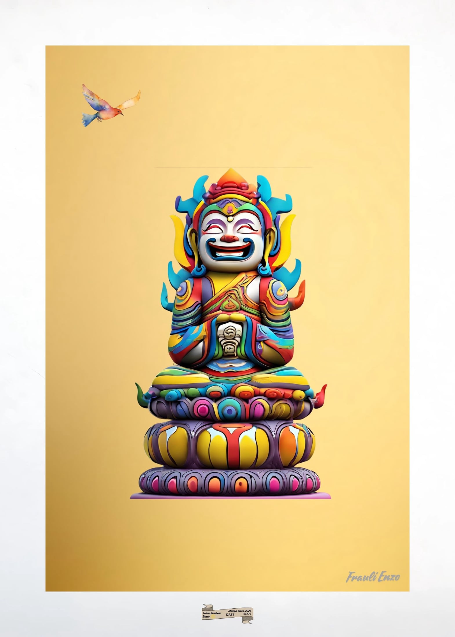 DA37 TOTEM BUDDISTA Artista FRAULI ENZO - protezione con patamu.com - info www.fraulienzo.it