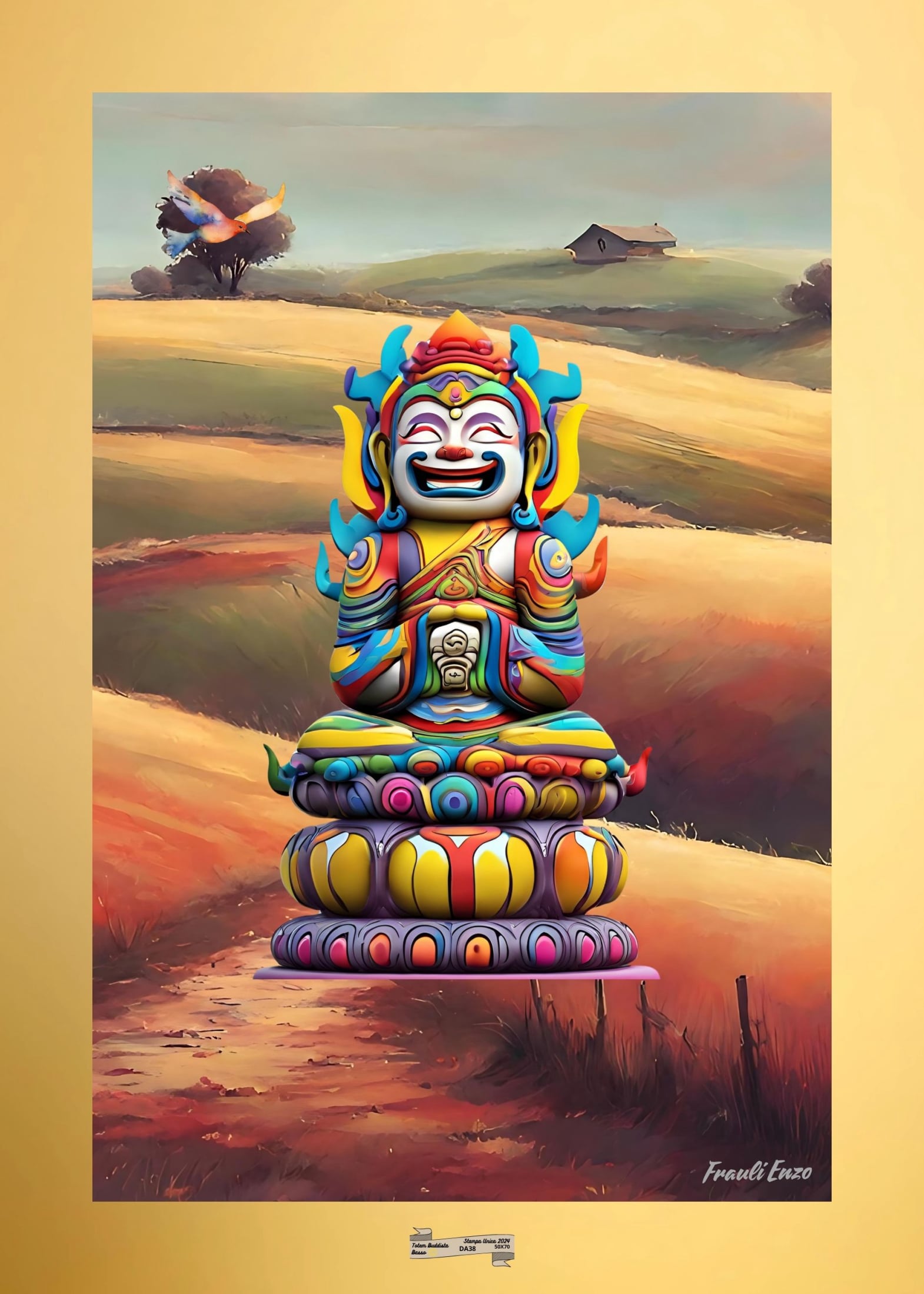 DA38 TOTEM BUDDISTA Artista FRAULI ENZO - protezione con patamu.com - info www.fraulienzo.it