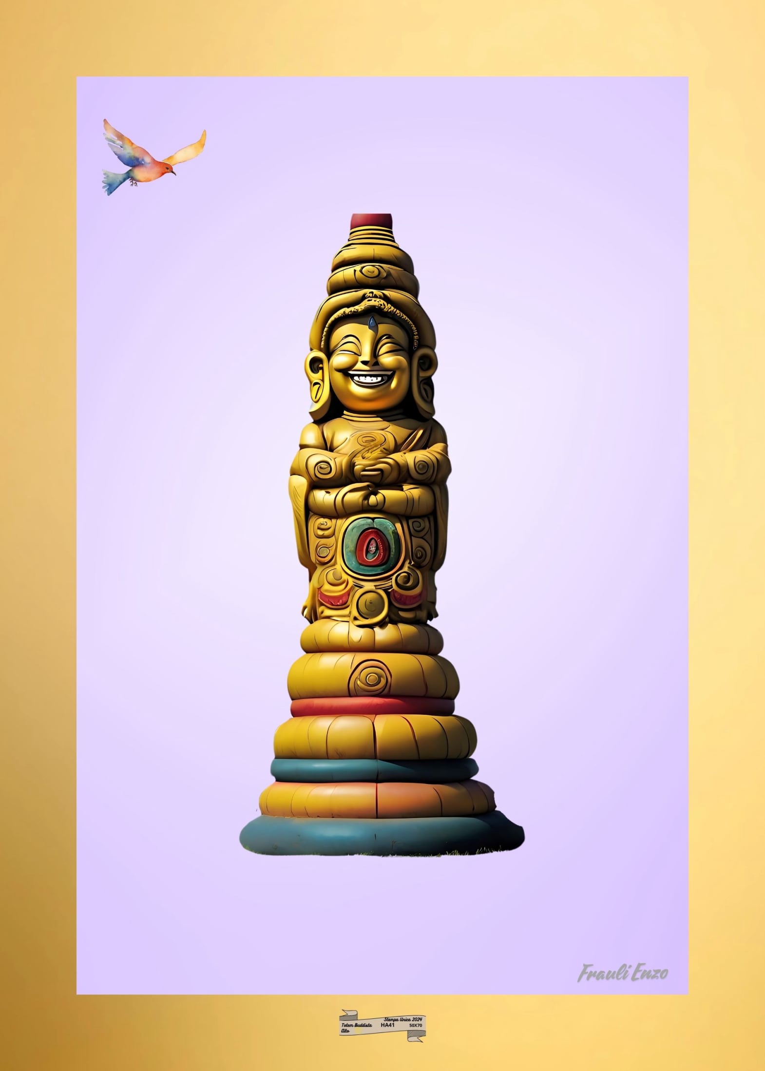 HA41 TOTEM BUDDISTA ALTO Artista FRAULI ENZO - protezione con patamu.com - info www.fraulienzo.it