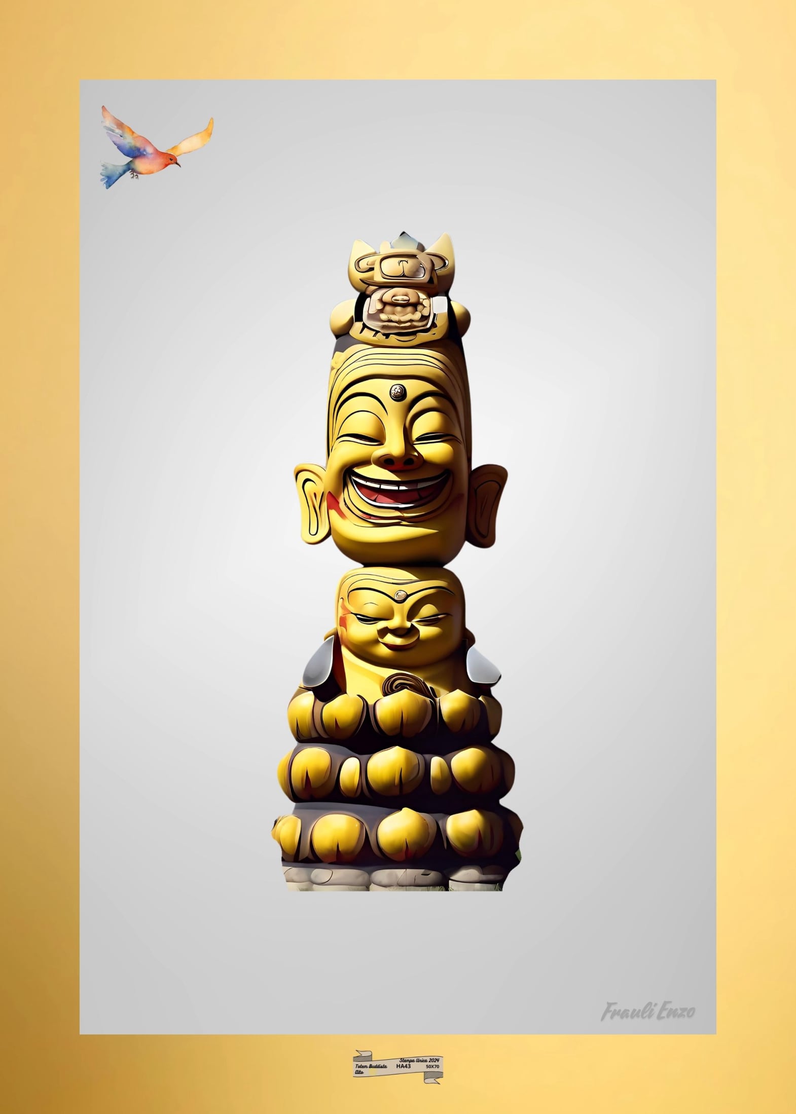HA43 TOTEM BUDDISTA ALTO Artista FRAULI ENZO - protezione con patamu.com - info www.fraulienzo.it