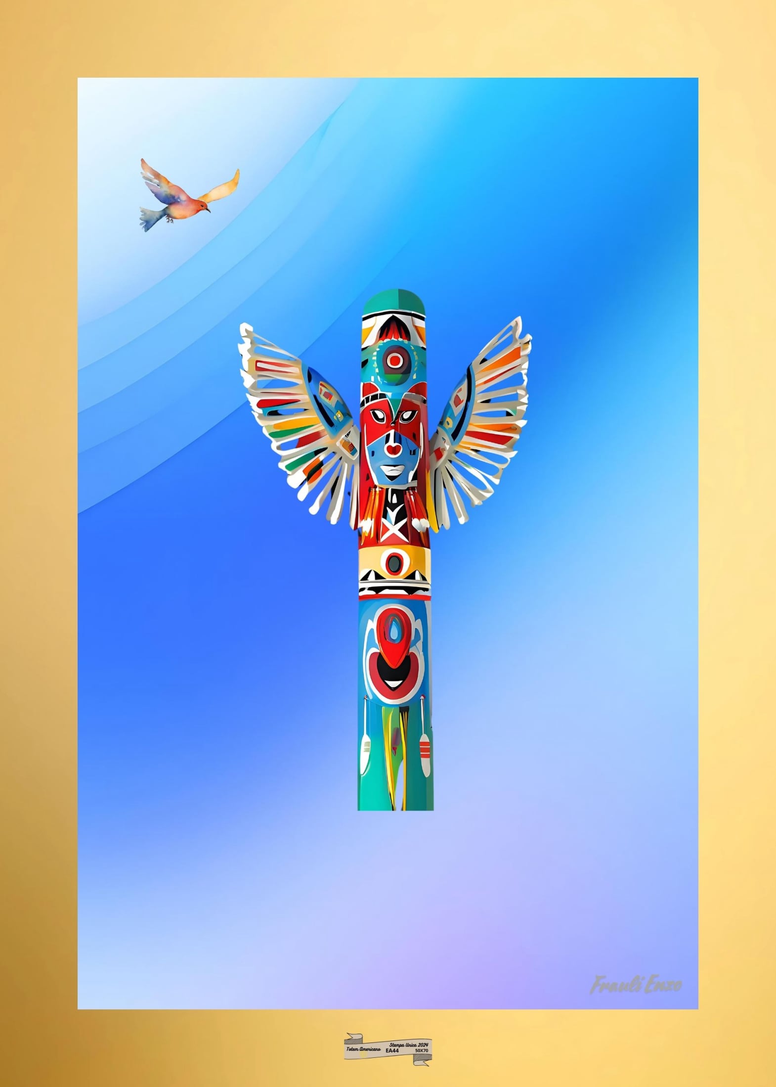 EA44 TOTEM AMERICANO Artista FRAULI ENZO - protezione con patamu.com - info www.fraulienzo.it