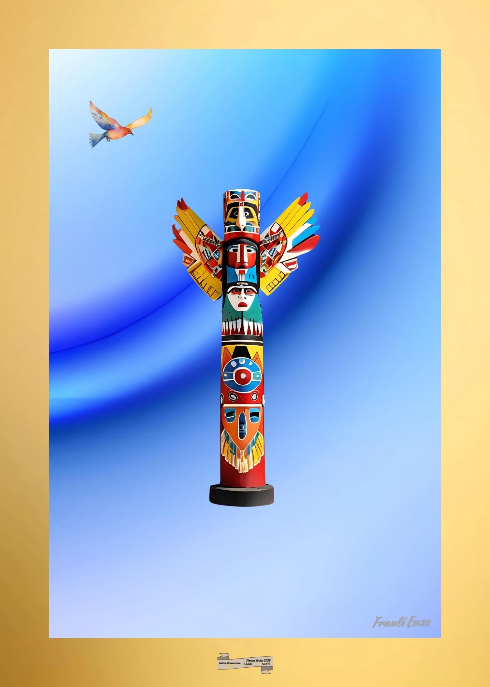 EA48 TOTEM AMERICANO Artista FRAULI ENZO - protezione con patamu.com - info www.fraulienzo.it