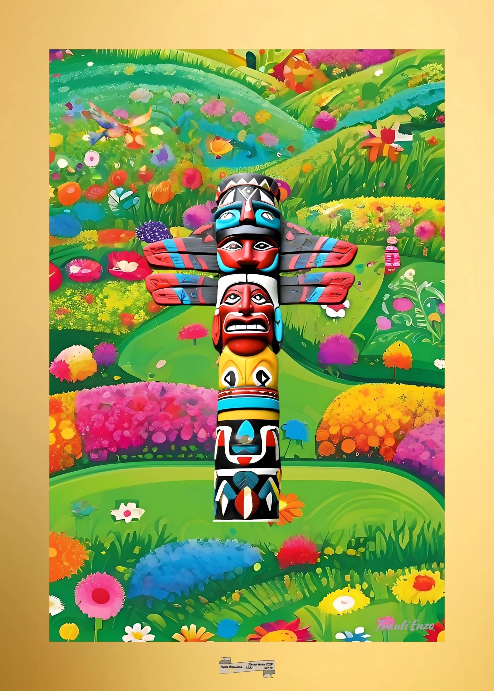 EA51 TOTEM AMERICANO Artista FRAULI ENZO - protezione con patamu.com - info www.fraulienzo.it