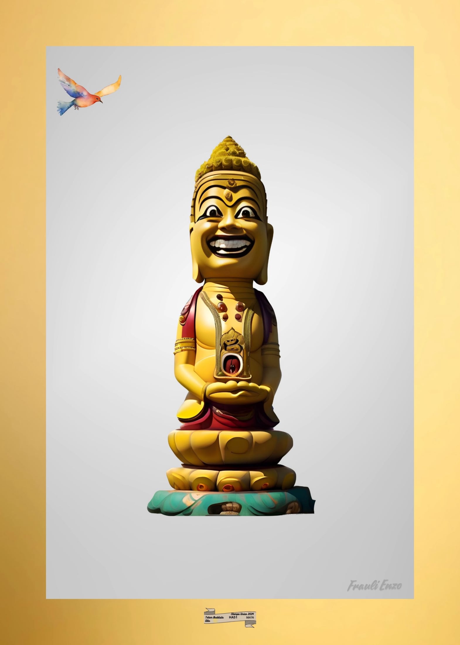 HA51 TOTEM BUDDISTA ALTO Artista FRAULI ENZO - protezione con patamu.com - info www.fraulienzo.it