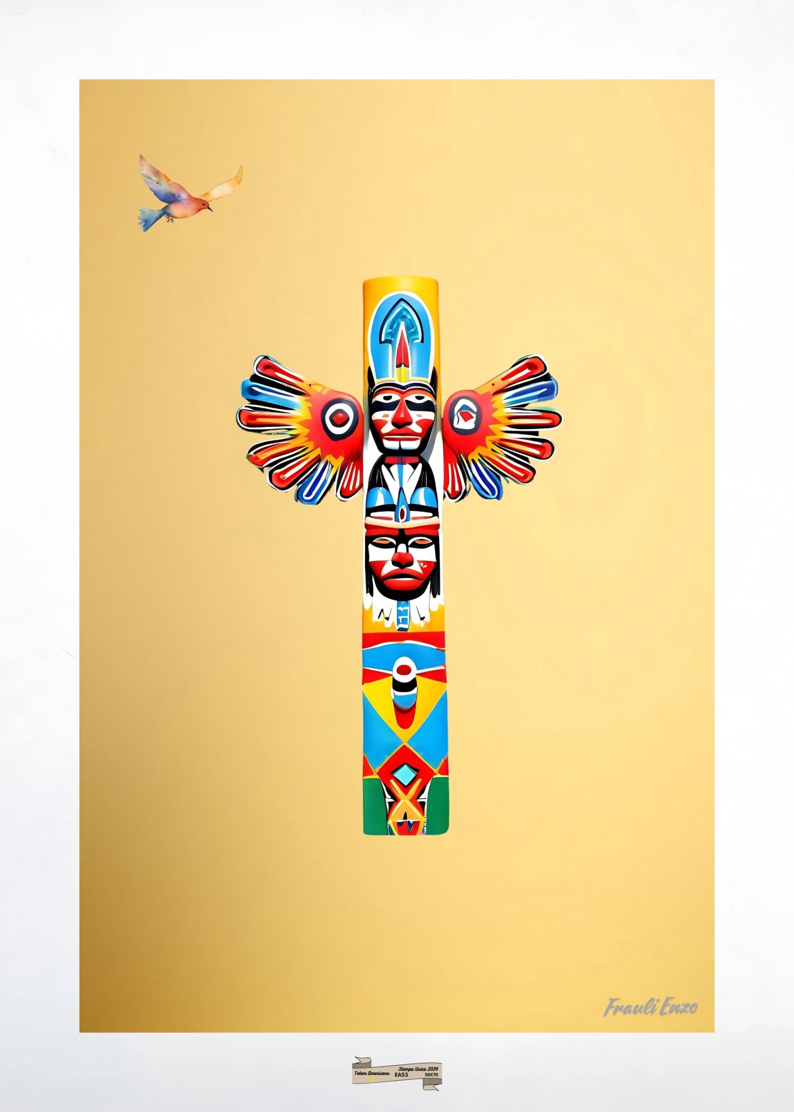 EA53 TOTEM AMERICANO Artista FRAULI ENZO - protezione con patamu.com - info www.fraulienzo.it