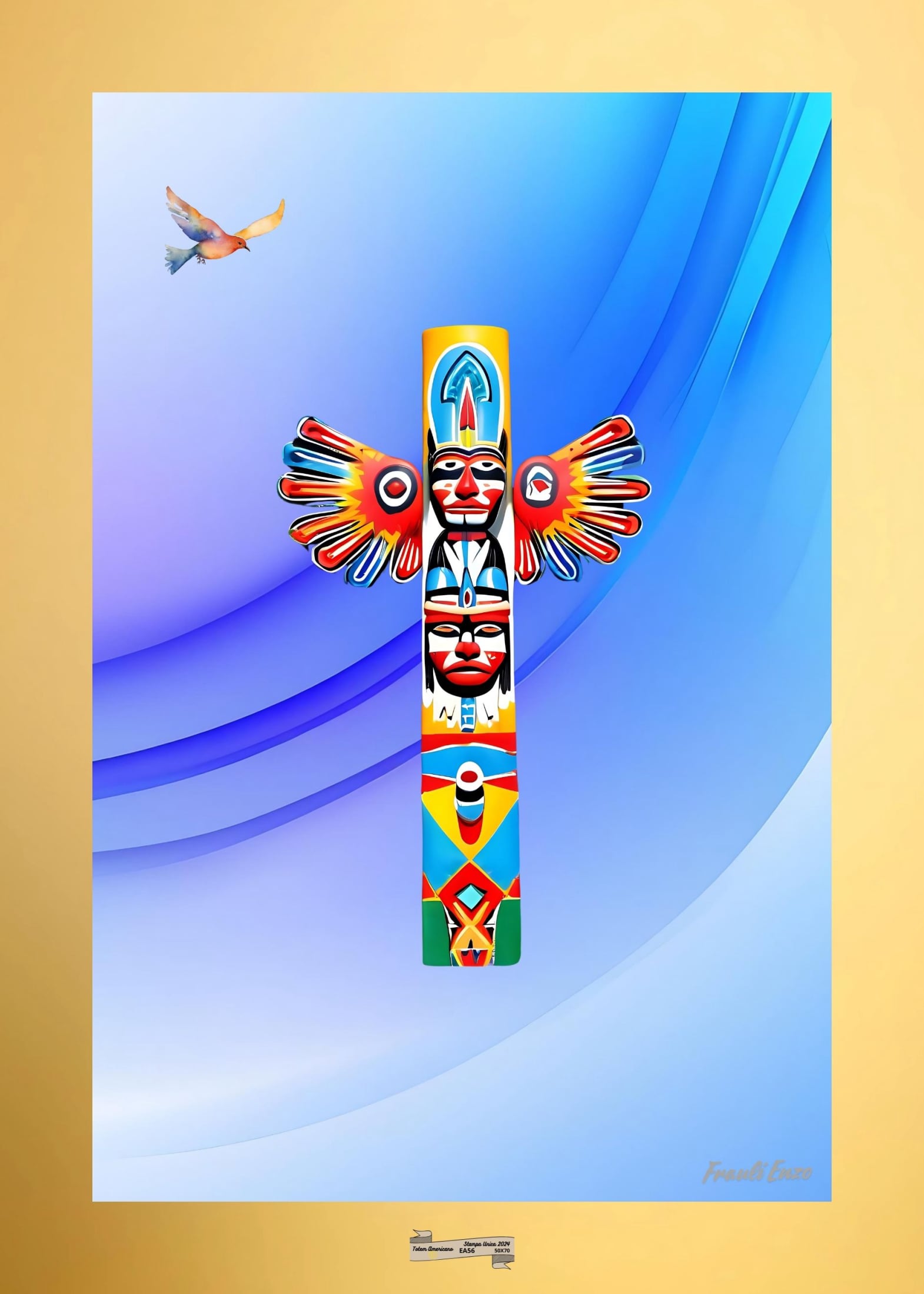 EA56 TOTEM AMERICANO Artista FRAULI ENZO - protezione con patamu.com - info www.fraulienzo.it