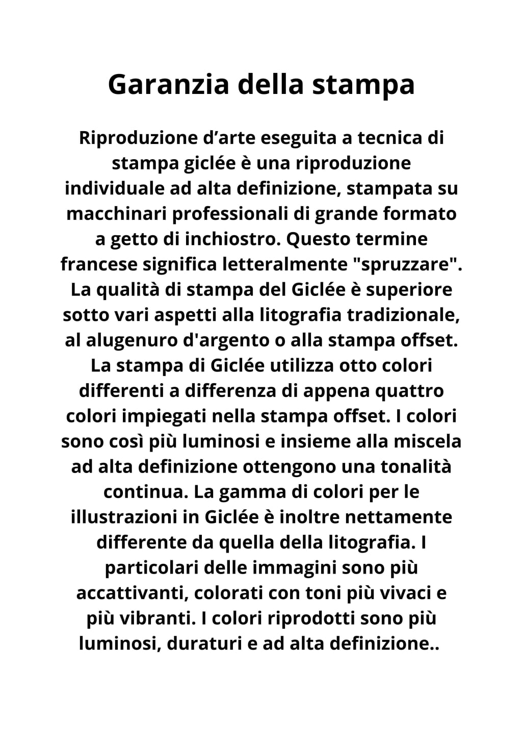Garanzia della stampa creata da Frauli Enzo